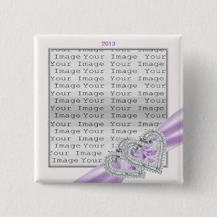 Knappen anpassningsbar Hearts Lavender Ribbon Knapp