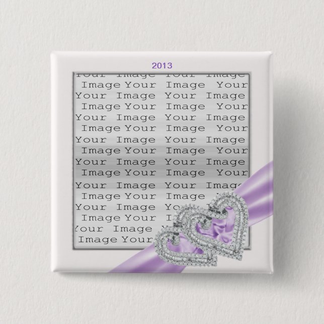 Knappen anpassningsbar Hearts Lavender Ribbon Knapp (Framsida)