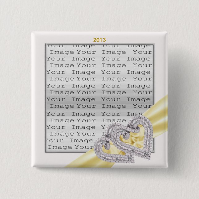 Knappen anpassningsbar Hearts Lemon Ribbon Knapp (Framsida)