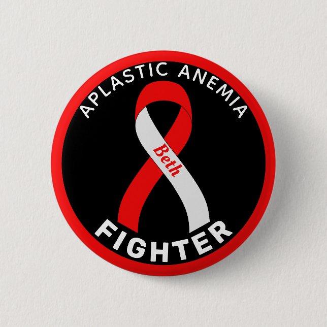 Knappen Aplastisk anemi Fighter Ribbon Black Knapp (Framsida)