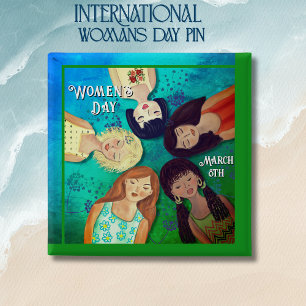 Knappen Aqua Blue grönt Women's Day Knapp