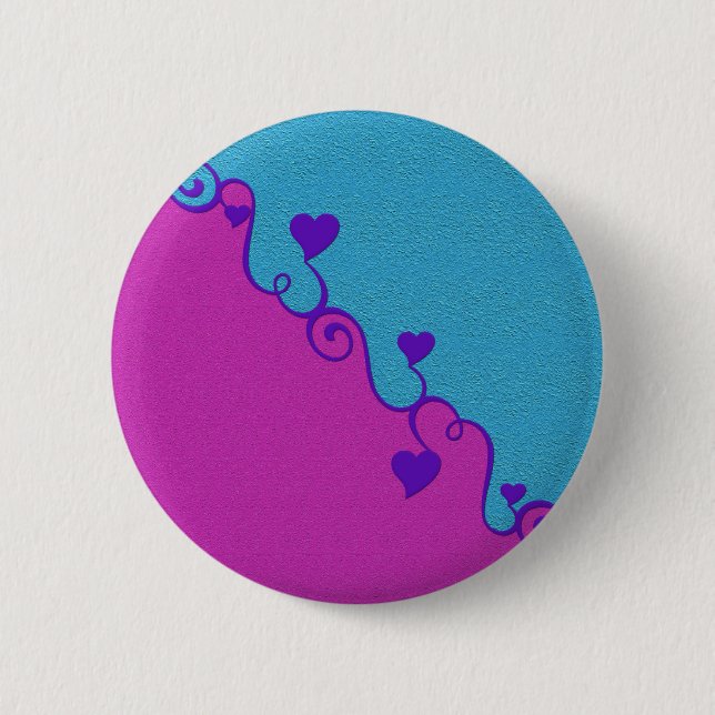 Knappen Aqua/Rosa hearts, anpassa Knapp (Framsida)