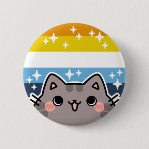 Knappen AroAce HBT-Pride Flagga Katt Knapp