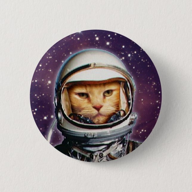 Knappen Astronaut Cat Pinback Knapp (Framsida)