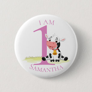 Knappen baby Cow ROSA BIRTHDAY NUMBER 1 Knapp