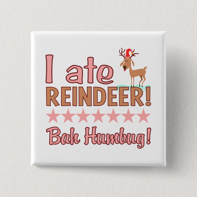 Knappen Bah Humbug Reindeer Knapp (Framsida)