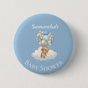 Knappen Ballonger Blue Baby Shower för nalle Knapp