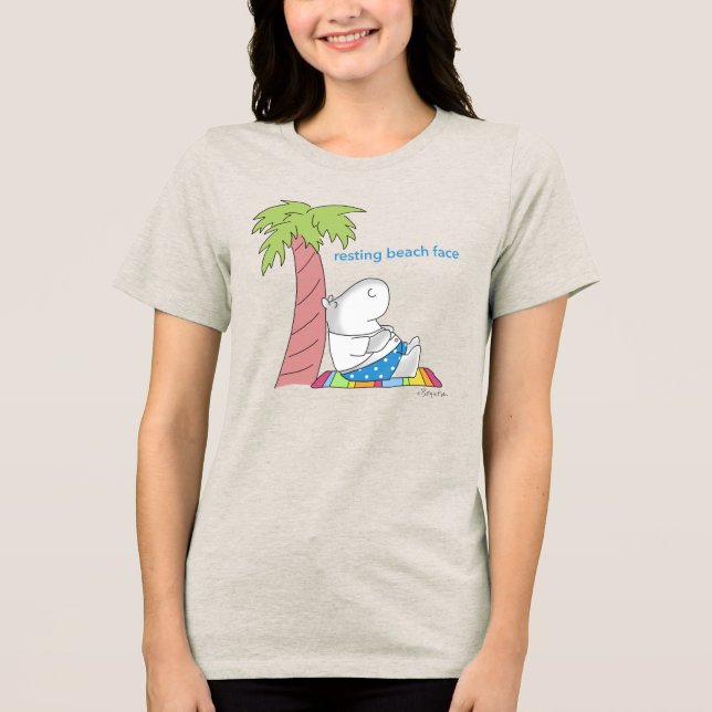 Knappen BEACH ANSIKTE i klockslaget hippo Boynton  T Shirt (Framsida)