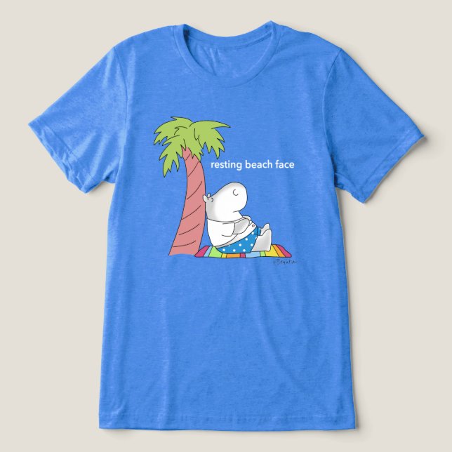 Knappen BEACH ANSIKTE i klockslaget hippo Boynton  T Shirt (Design Framsida)