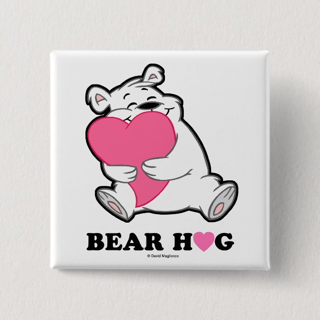 Knappen Bear Hug Square Knapp (Framsida)