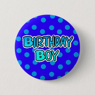 Knappen Birthday Boy Blue och Black Knapp