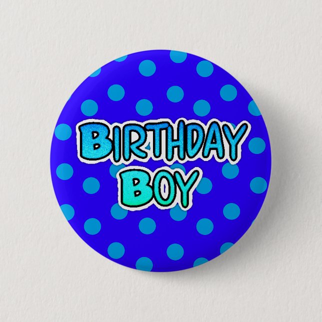 Knappen Birthday Boy Blue och Black Knapp (Framsida)