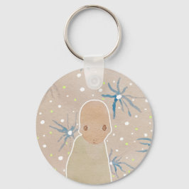 Knappen blåa blommor nyckelring