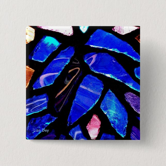 Knappen "blått glas" knapp (Framsida)