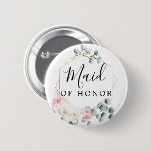 Knappen blommigt Grey Brudens sida - Maid Knapp