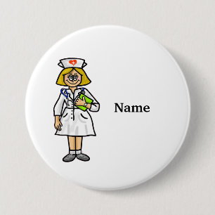 Knappen Blonde Female Nurse Lägg till Namn! Knapp