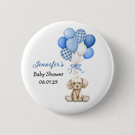 Knappen Blue Balloon Boy Baby Shower Knapp