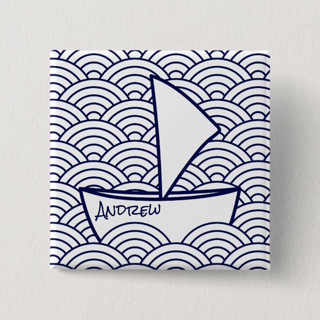 Knappen Boat på Vinkar kvadrat Knapp (Framsida)