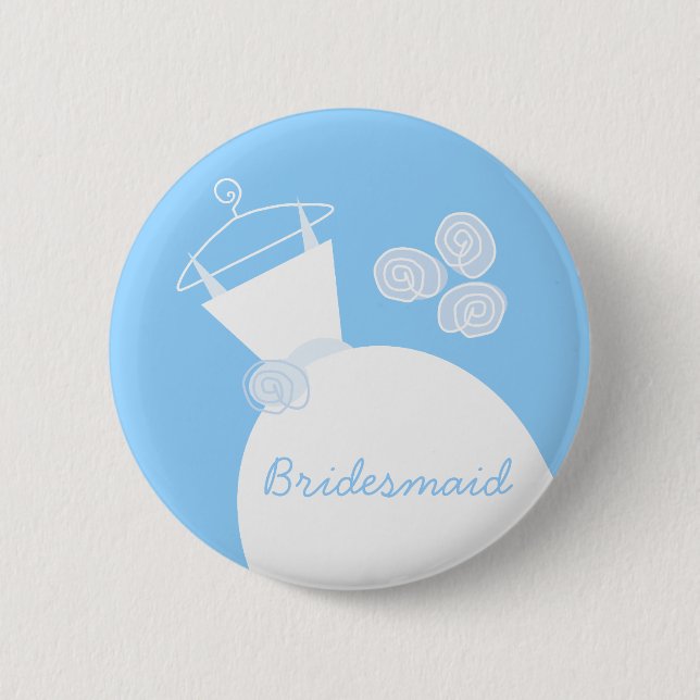 Knappen "Bridesmaid" för bröllop-blått Knapp (Framsida)