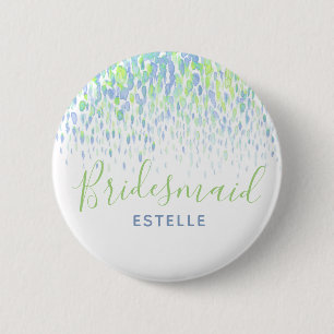 Knappen Bridesmaid grönt blue abstrakt art bröllop Knapp