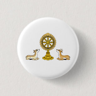Knappen Buddha Dharma Wheel & Deers Knapp
