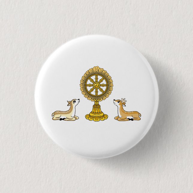 Knappen Buddha Dharma Wheel & Deers Knapp (Framsida)