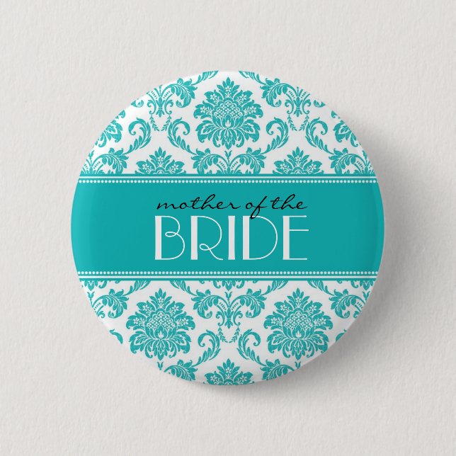 Knappen budens mamma Damask i Teal Knapp (Framsida)