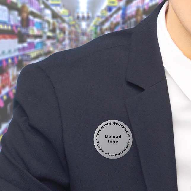 Knappen Business Brand Grått Round Knapp (Build brand name awareness. Circular business brand texts on gray button.)