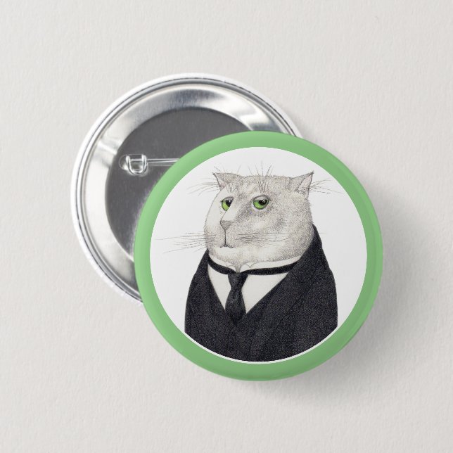 Knappen BUTLER CAT Round Pin Knapp (Framsida & baksida)
