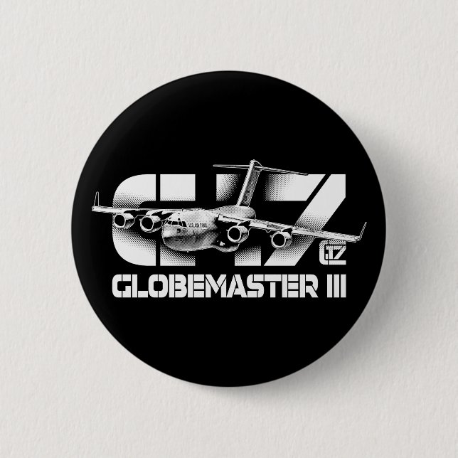 Knappen C-17 Globemaster III Round Button Knapp (Framsida)