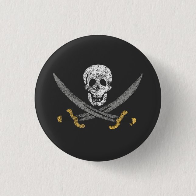 Knappen Calico Jack Pirat Flagga Knapp (Framsida)