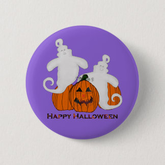 Knappen Carved Pumpkin och Ghost Halloween Knapp