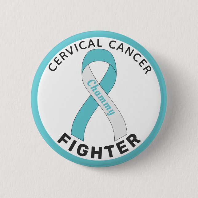 Knappen Cervical Cancer Fighter Ribbon White Knapp (Framsida)