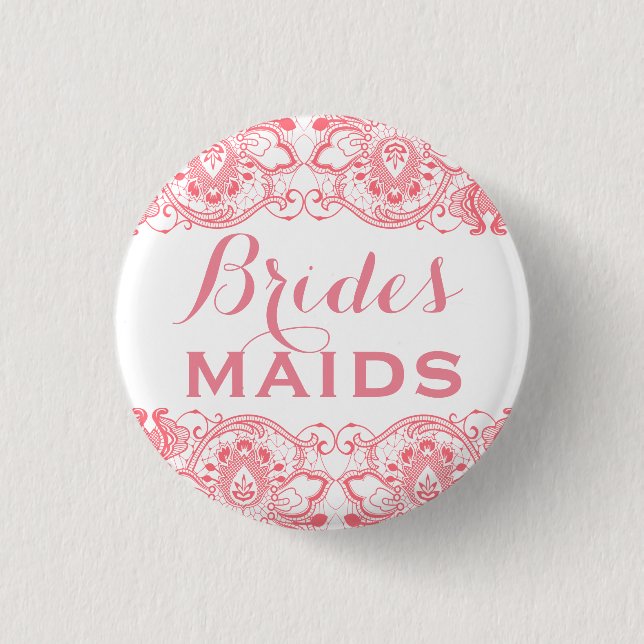 Knappen Coral & White Snöre Bridesmaids 2 Knapp (Framsida)