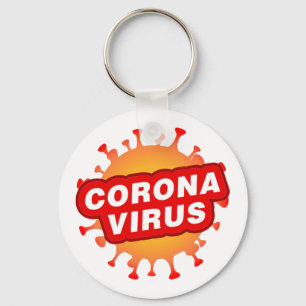 Knappen Covid19 Keychain CoronaVirus Text Round Nyckelring
