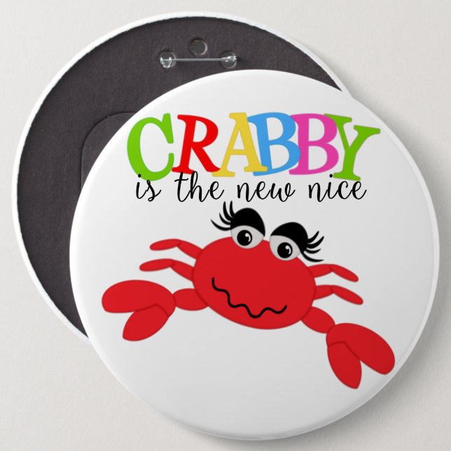 Knappen Crabby-Round Knapp (Framsida & baksida)