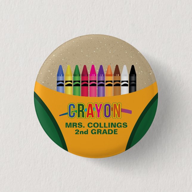 Knappen Crayon Coloring Party Pinback Knapp (Framsida)