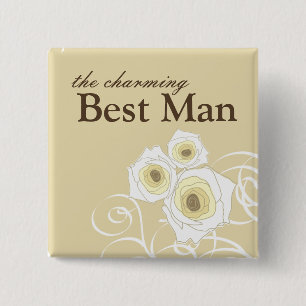 Knappen Cream Ro och Swirls Best Man Bröllop Knapp