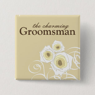 Knappen Cream Ro och Swirls Groomsman Bröllop Knapp
