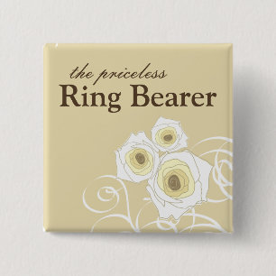Knappen Cream Ro och Swirls Ring Bearer Bröllop Knapp