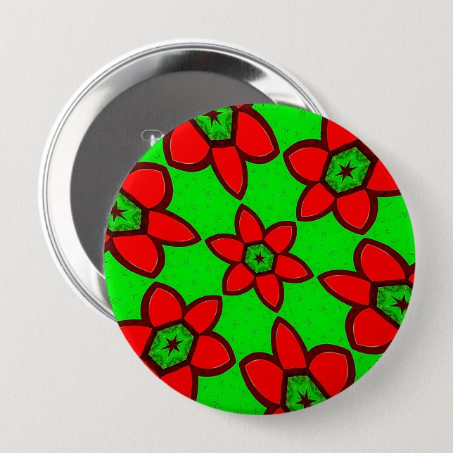 Knappen Cute Abstrakt Flowers Mönster Knapp (Framsida & baksida)