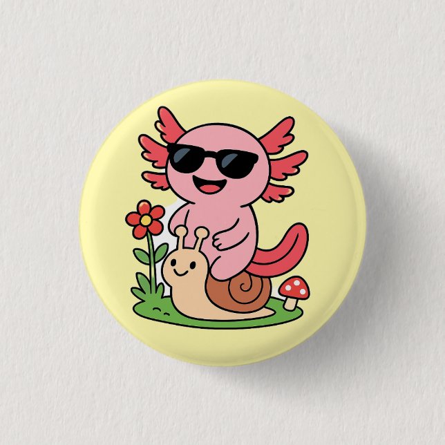 Knappen Cute Axolotl - Adekvat djurdesign Knapp (Framsida)