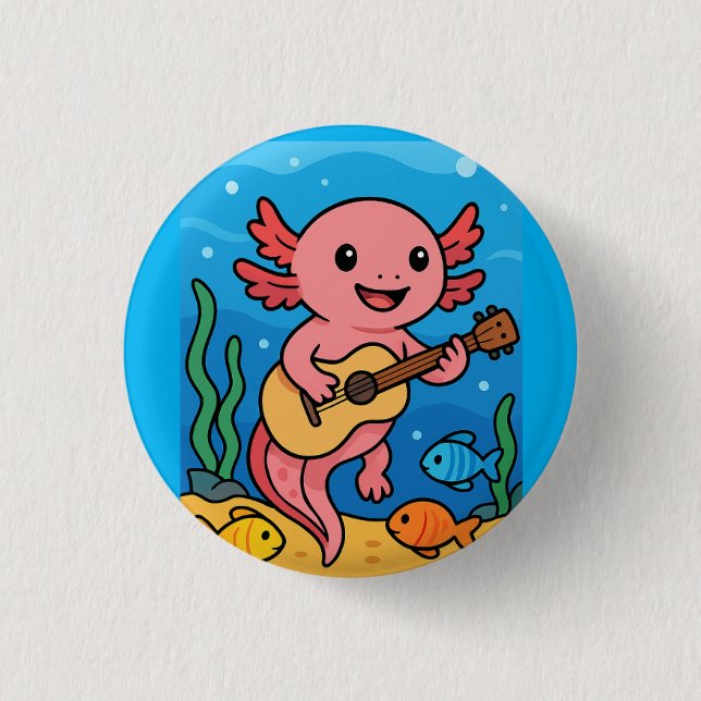 Knappen Cute Axolotl Musician Knapp (Framsida)