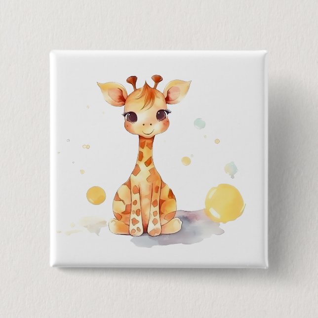 Knappen Cute Baby Giraffe Square Knapp (Framsida)