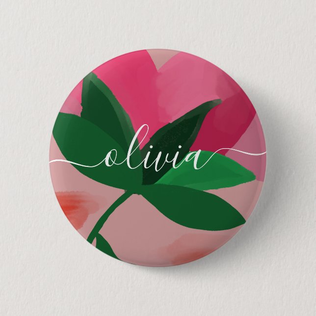 Knappen Cute blommigt personlig namn ryggsäck Knapp (Framsida)