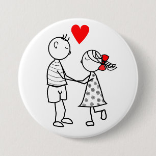 Knappen Cute Couple Romantic Kärlek Knapp