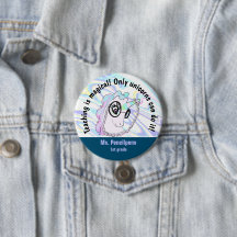 Knappen Cute Geeky Unicorn Teaching Påstående