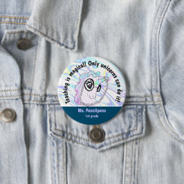 Knappen Cute Geeky Unicorn Teaching Påstående Knapp