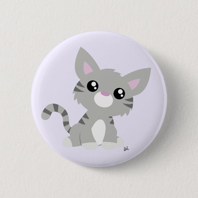 Knappen Cute Grått Kattunge Knapp (Framsida)