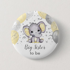 Knappen Cute Gult Big Sister Elephant Balloons Knapp